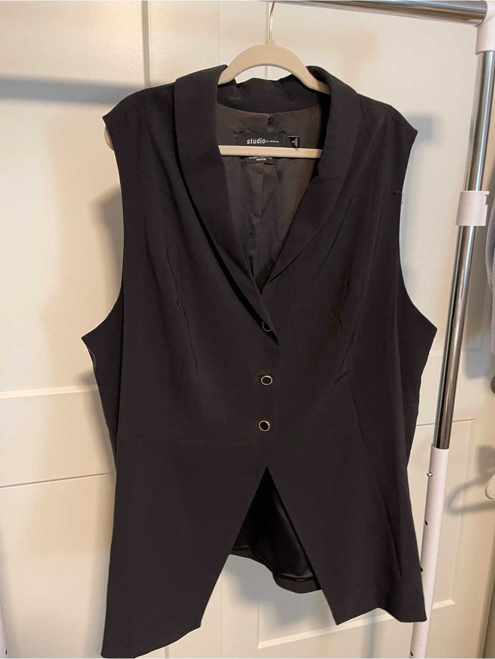 Studio by Torrid Tailored Sleeveless Blazer Vest Black Gold Buttons Size 3